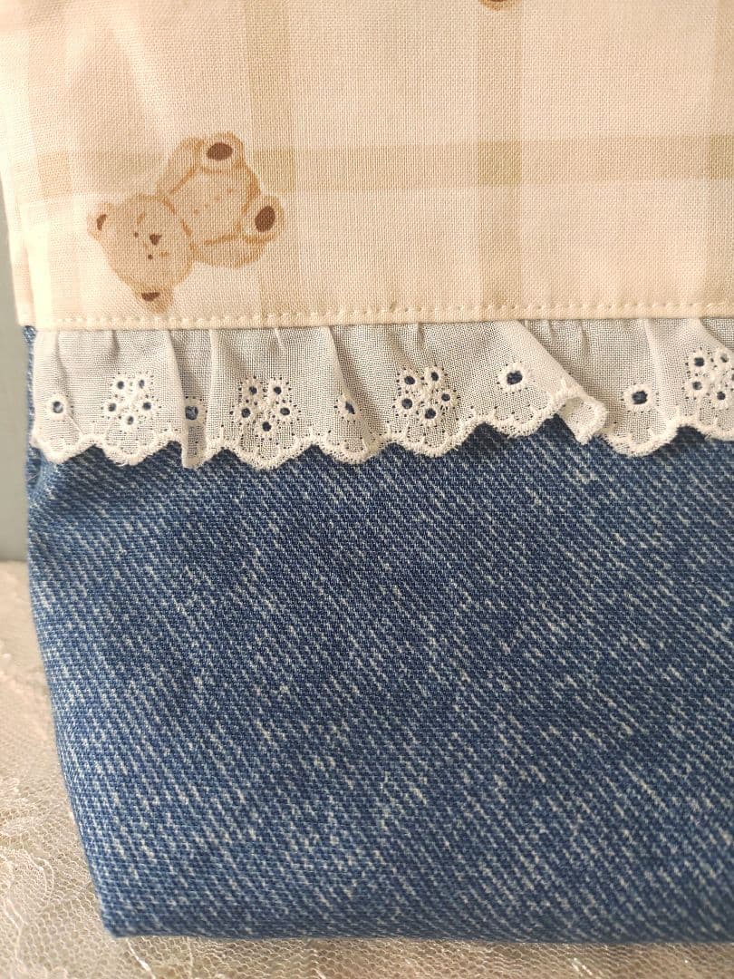 【み。】くすみくまさん 入園入学3点セットベージュ+追加上履き入れピンク