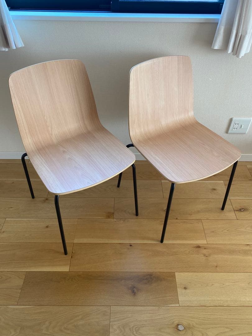 OLIVER スタッキングチェア ナチュラル 木製 2脚セット