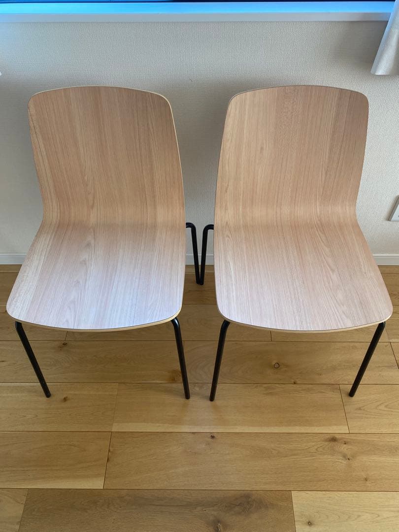 OLIVER スタッキングチェア ナチュラル 木製 2脚セット