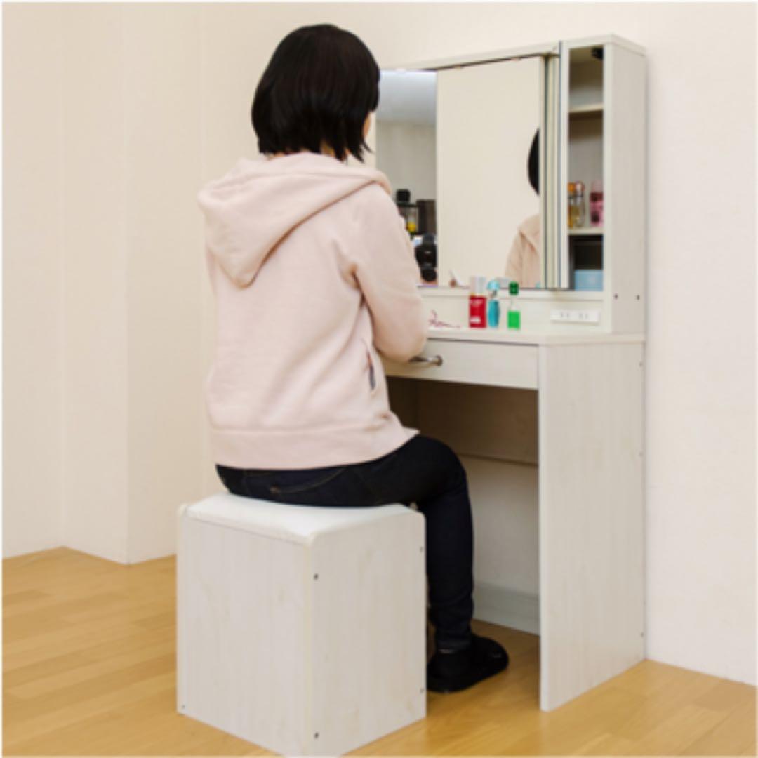 【新品・送料無料】シンプル 3面鏡ドレッサー ホワイトカラー