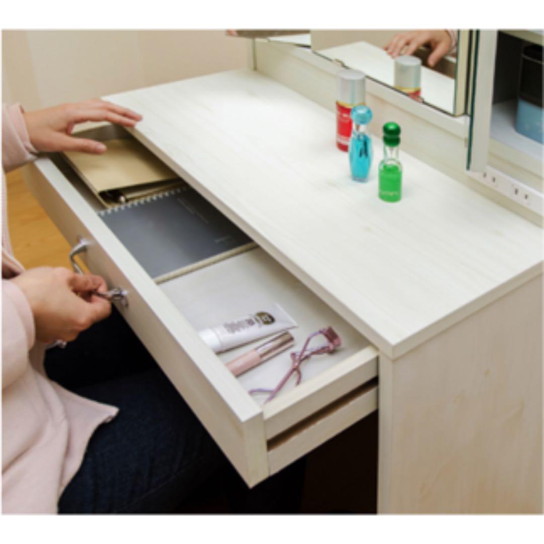 【新品・送料無料】シンプル 3面鏡ドレッサー ホワイトカラー