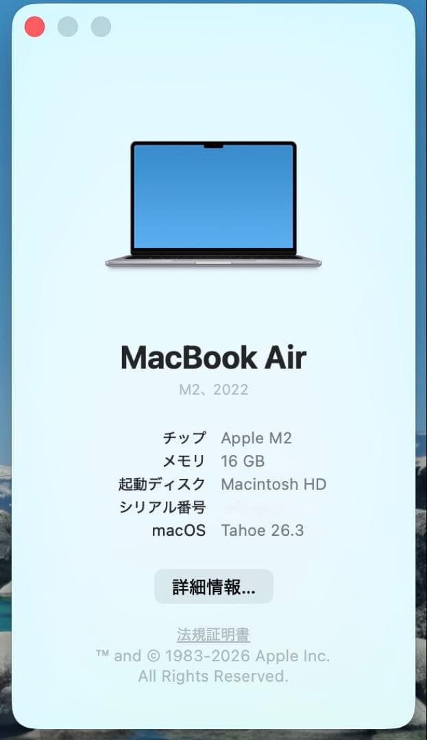 比較的美品&高性能❗️MacBook Air 2022 M2 16GB シルバー