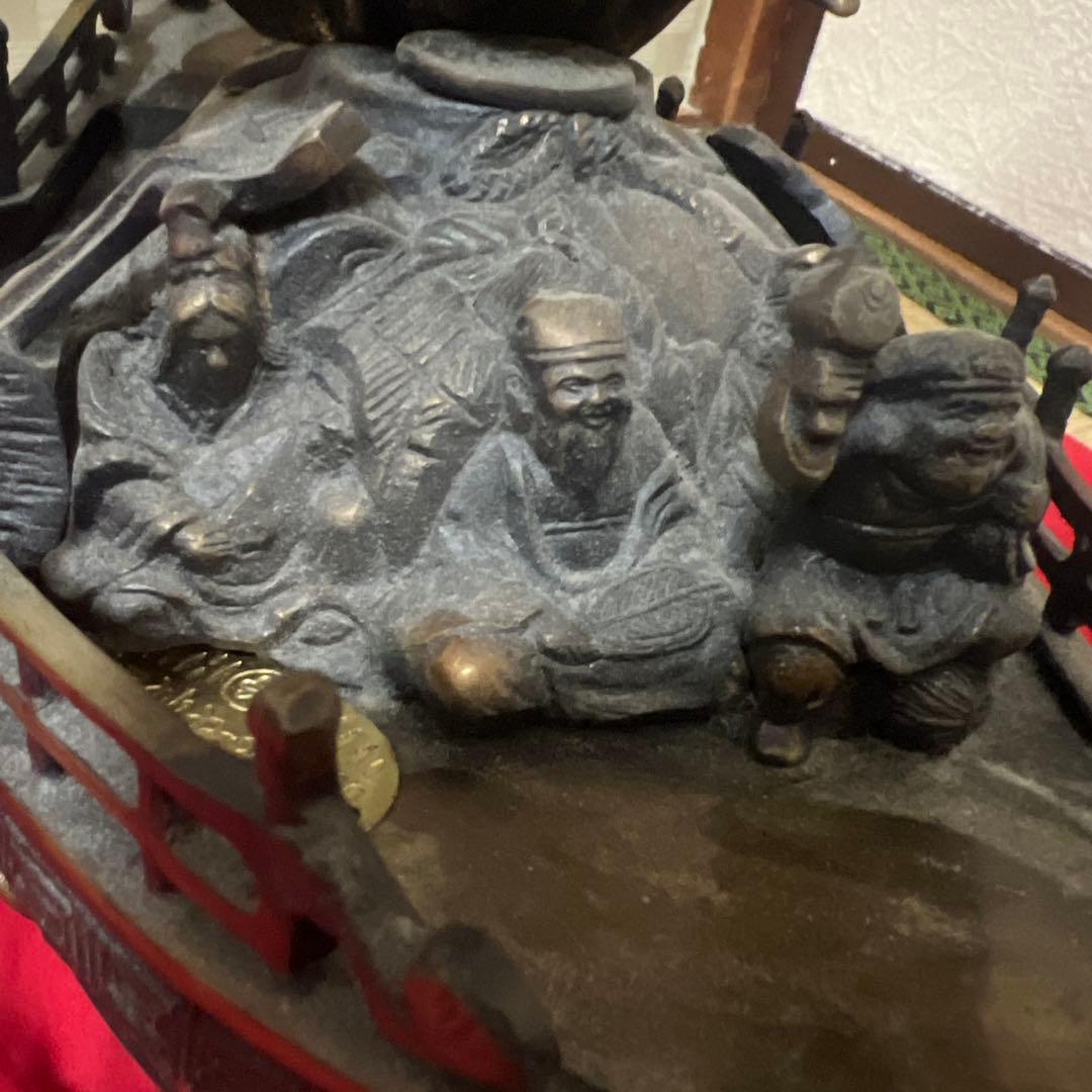 骨董品　旧家蔵出　宝船　七福神　古銅製5.4kg