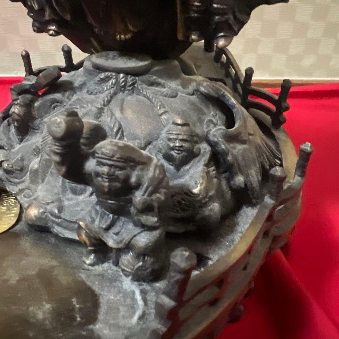 骨董品　旧家蔵出　宝船　七福神　古銅製5.4kg