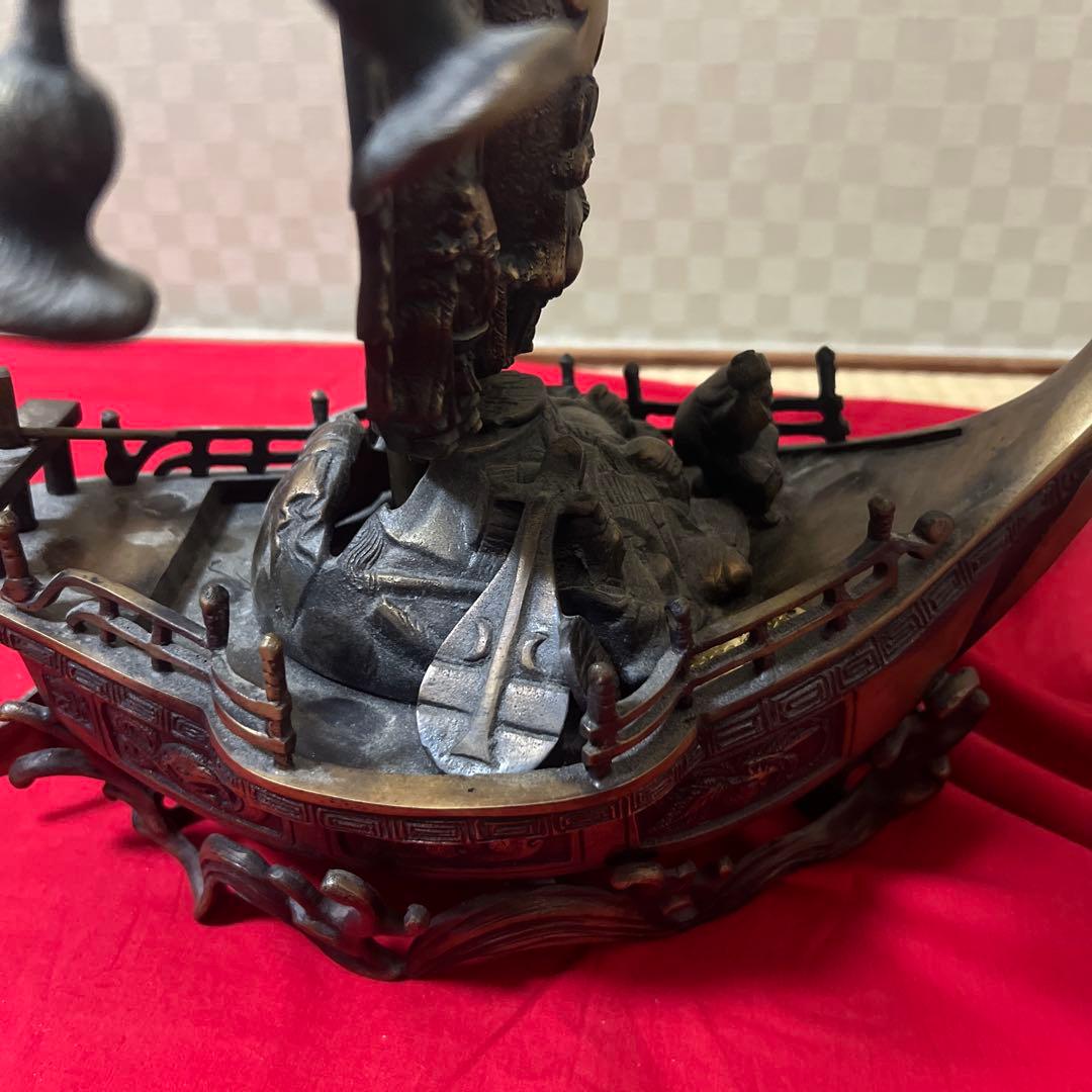 骨董品　旧家蔵出　宝船　七福神　古銅製5.4kg