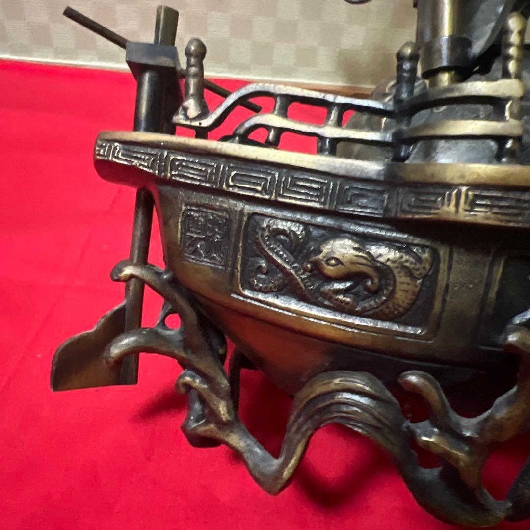 骨董品　旧家蔵出　宝船　七福神　古銅製5.4kg