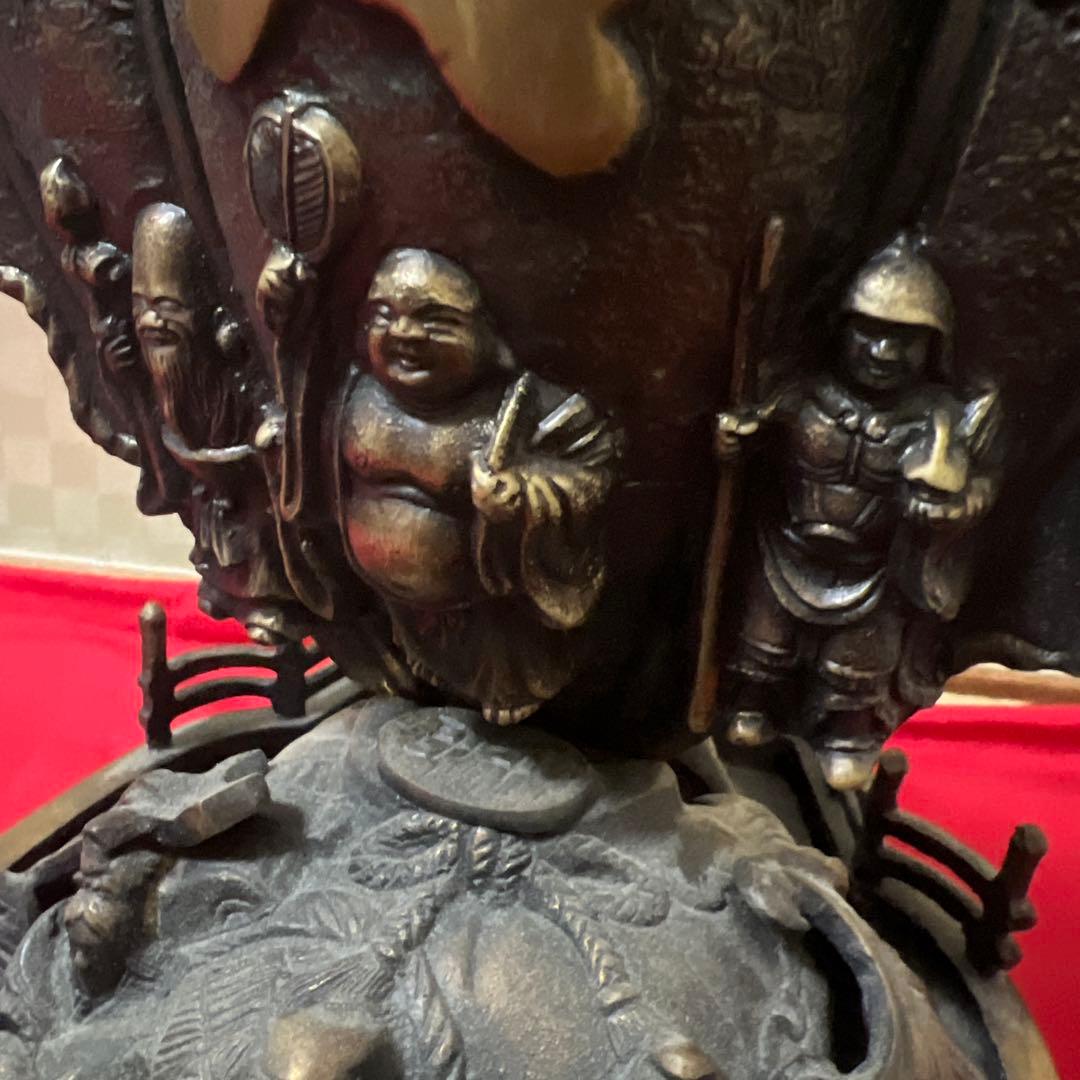 骨董品　旧家蔵出　宝船　七福神　古銅製5.4kg