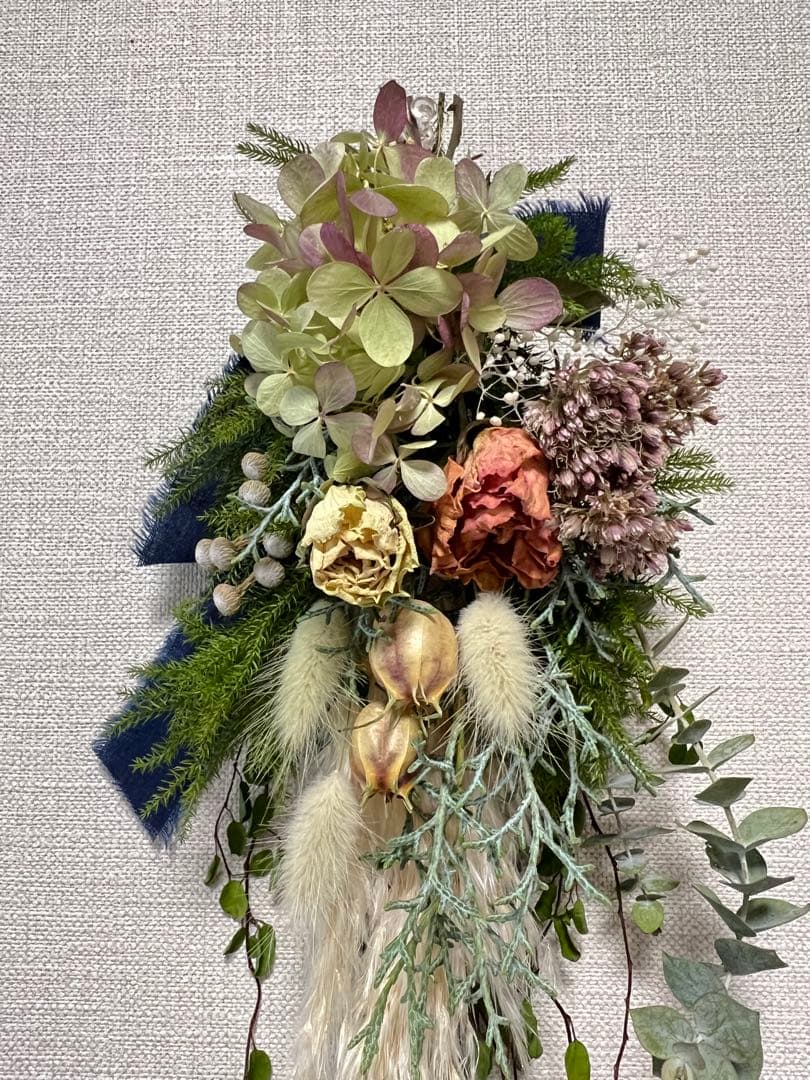 ナチュラルスワッグ　薔薇　ワイヤープランツ　ドライフラワー　スワッグ