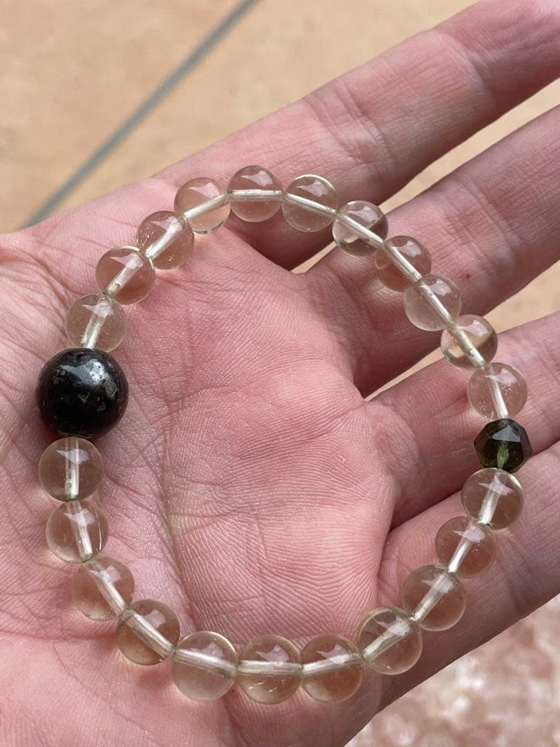 リビアングラス　モルダバイト　パラサイト隕石ブレスレット