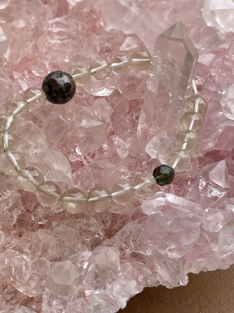 リビアングラス　モルダバイト　パラサイト隕石ブレスレット