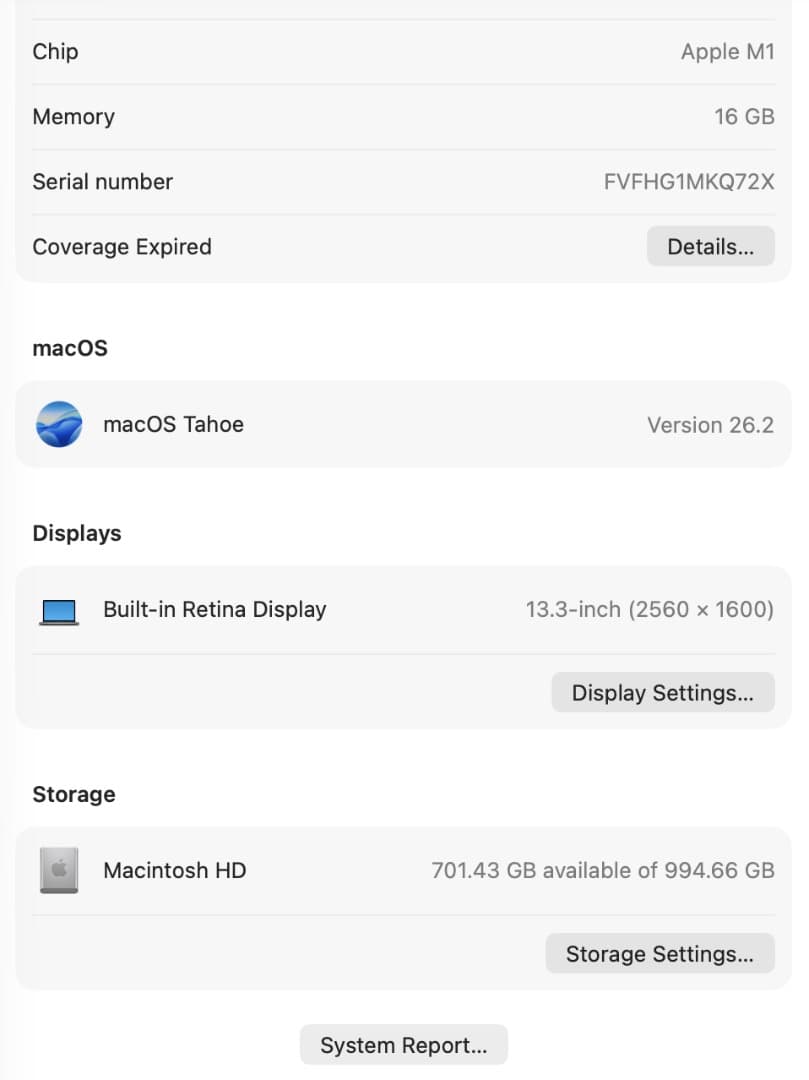 MacBook Air M1 16GB, SSD 1TB 本体 画面に傷あり