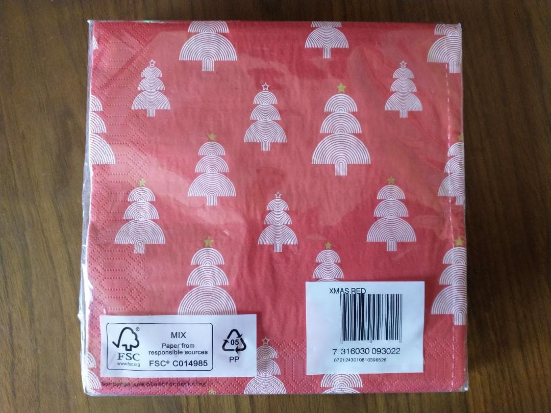 スウェーデン ペーパーナプキン クリスマス 赤