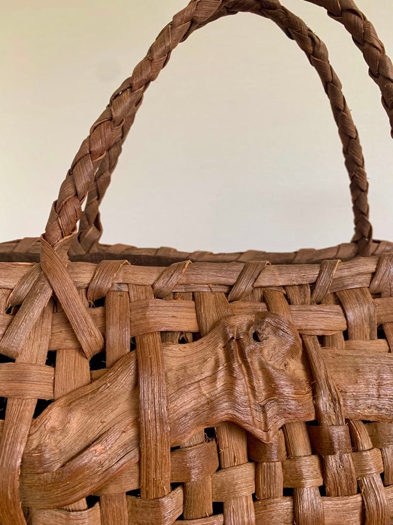 国産山葡萄乱れ編みカゴバッグ（大）