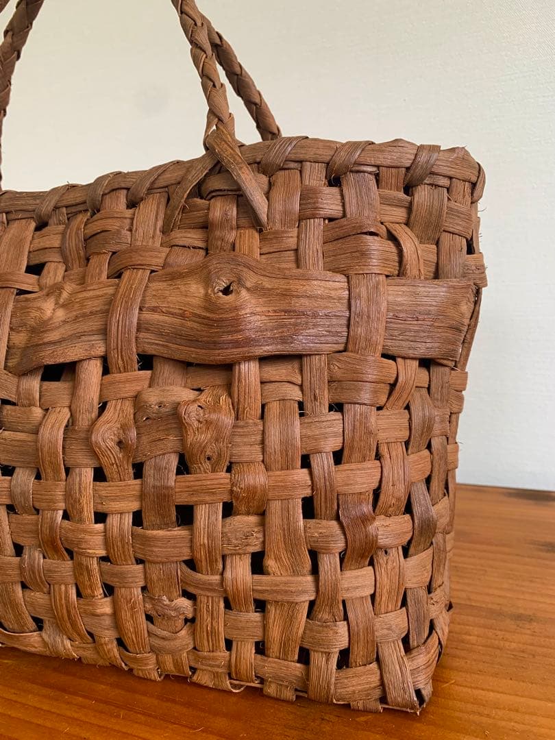 国産山葡萄乱れ編みカゴバッグ（大）