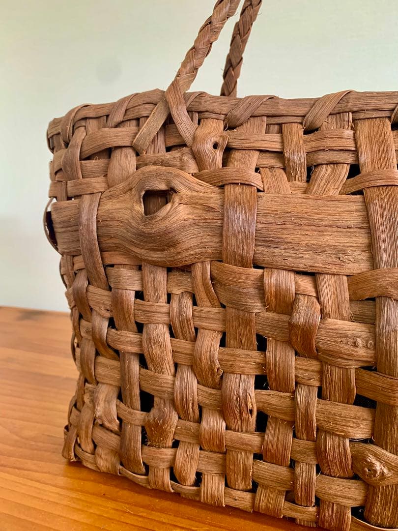 国産山葡萄乱れ編みカゴバッグ（大）