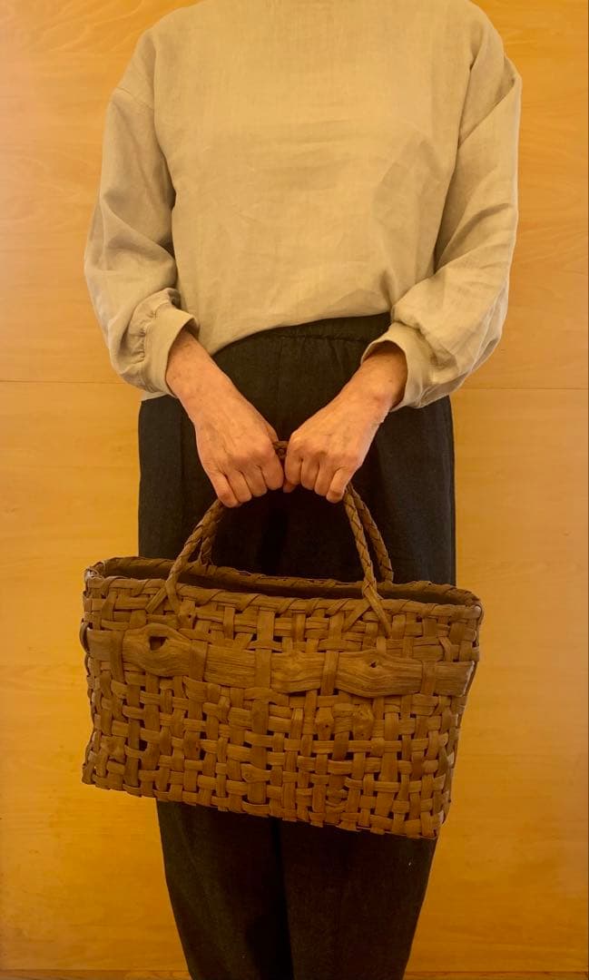 国産山葡萄乱れ編みカゴバッグ（大）