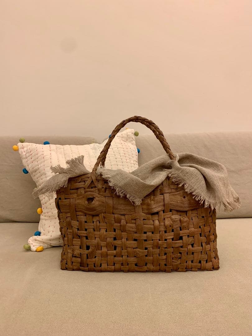 国産山葡萄乱れ編みカゴバッグ（大）