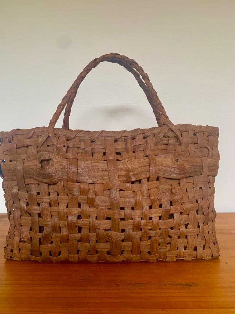 国産山葡萄乱れ編みカゴバッグ（大）