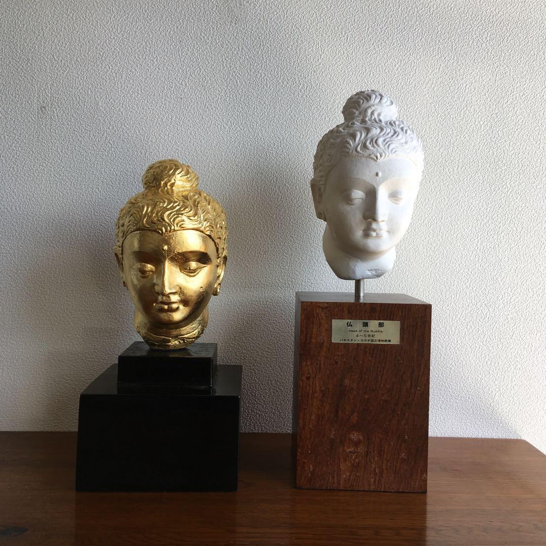 インテリア置物　石膏レプリカ　仏頭部 パキスタン　カラチ国立博物館蔵品レプリカ