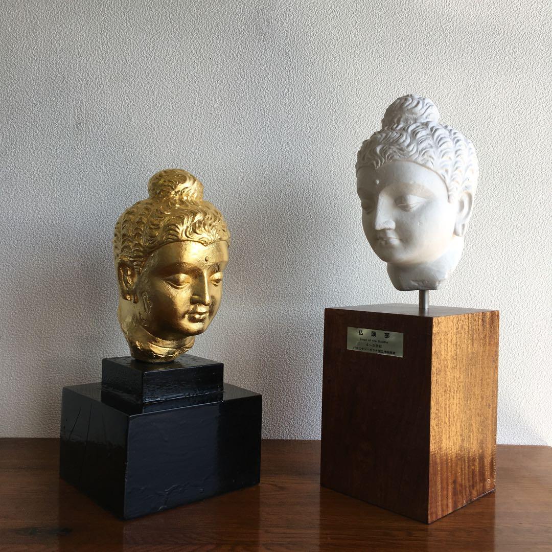 インテリア置物　石膏レプリカ　仏頭部 パキスタン　カラチ国立博物館蔵品レプリカ