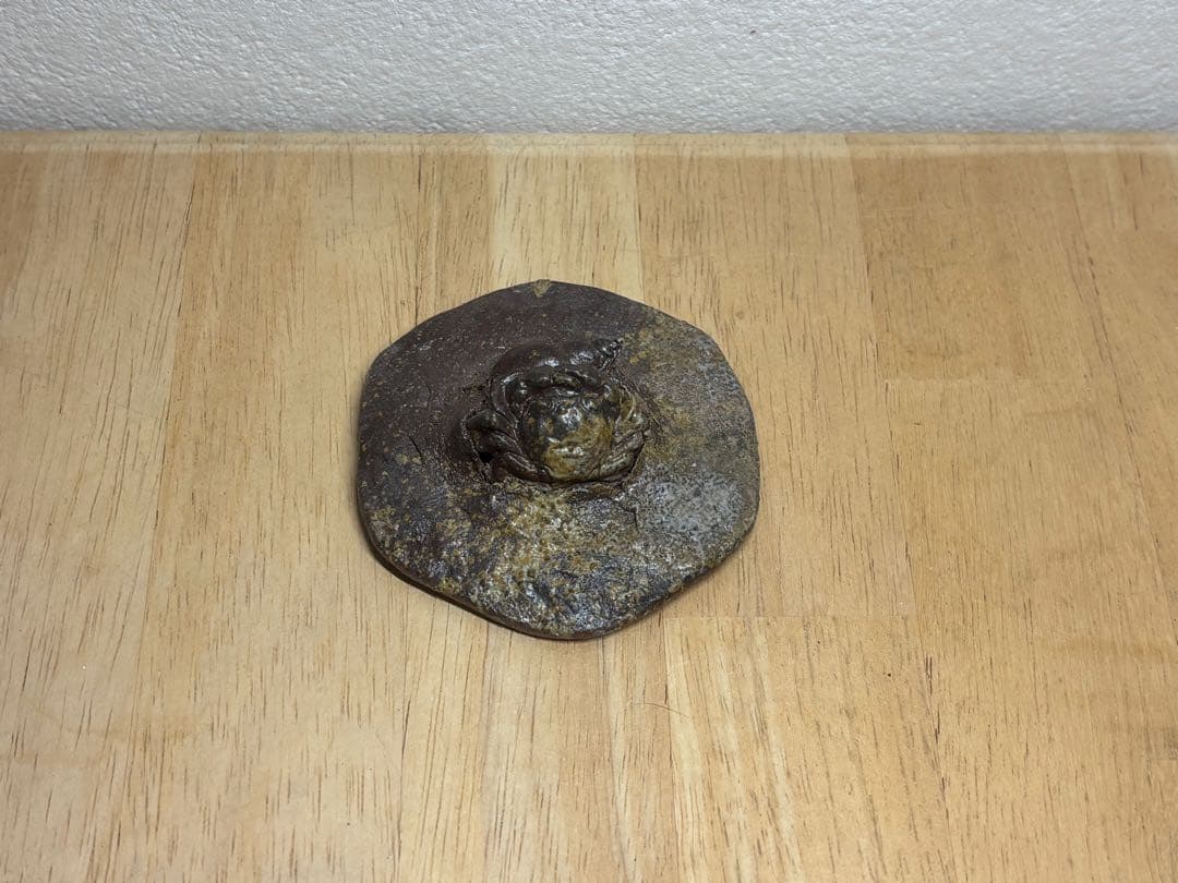 127. 備前焼 宝瓶 登り窯 カニと貝(タニシ) 6角 手びねり 急須