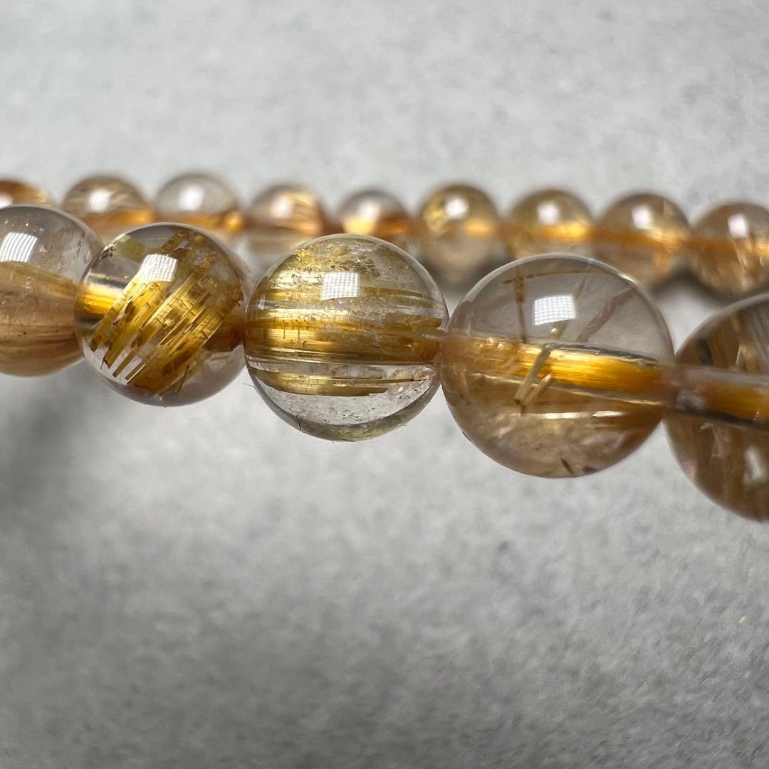 【73206】 高品質 ゴールドルチルクォーツ 6.7mm ブレスレット