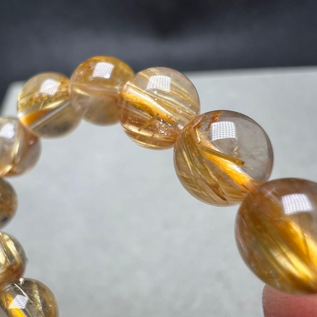 【73206】 高品質 ゴールドルチルクォーツ 6.7mm ブレスレット