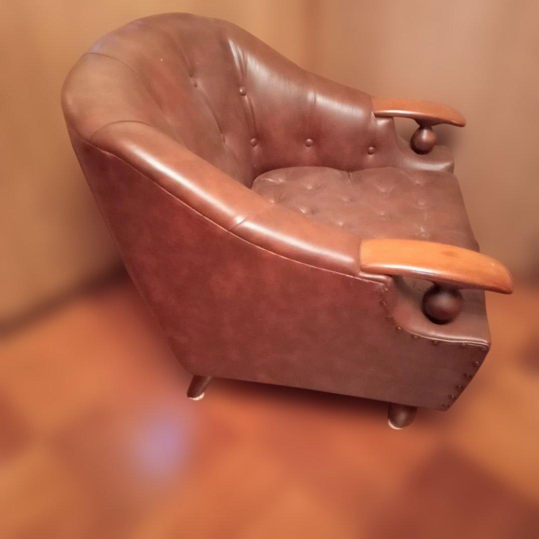 昭和レトロ　当時物　ヴィンテージ ブラウン 1人掛けソファ　 男前インテリア