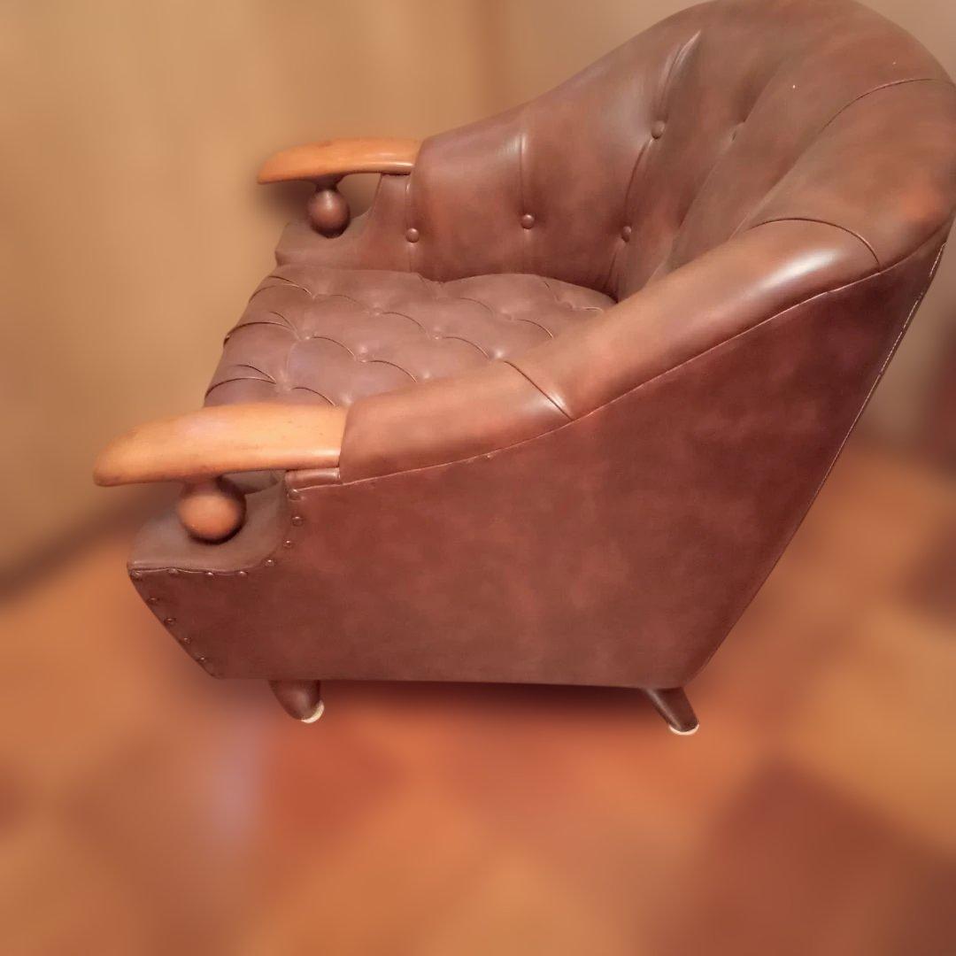 昭和レトロ　当時物　ヴィンテージ ブラウン 1人掛けソファ　 男前インテリア