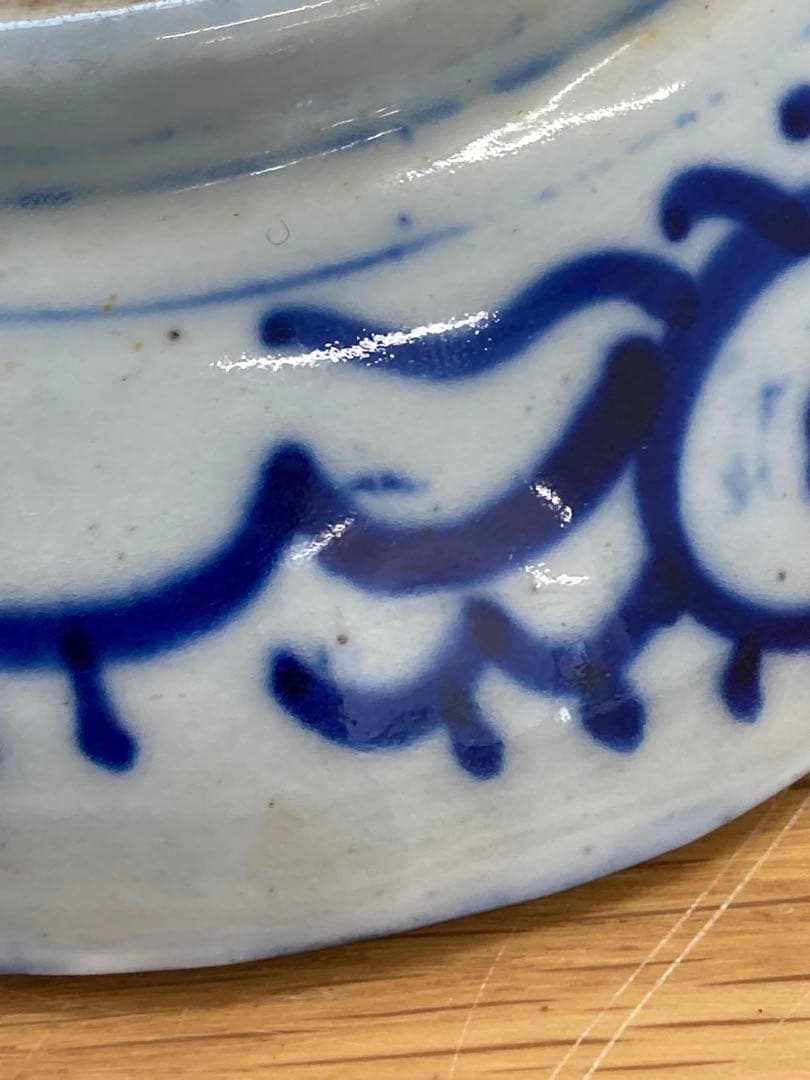 値下！藍古染付 古伊万里 松竹梅 タコ唐草紋　6枚セット　13.5cm なます皿