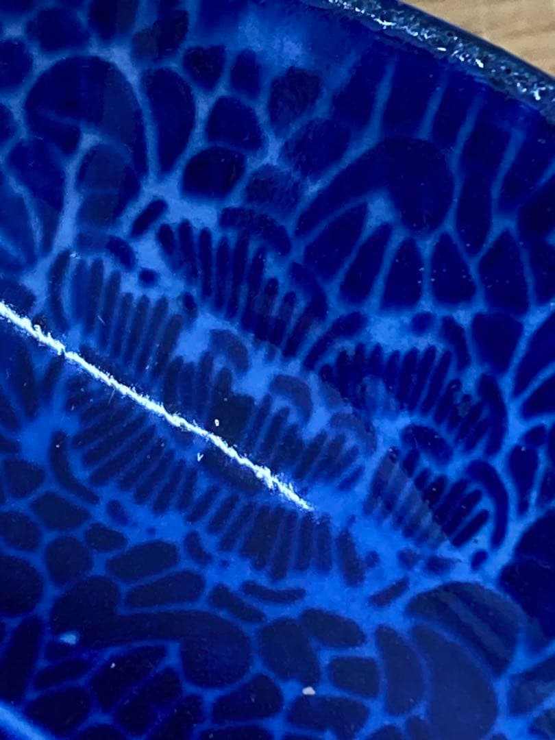 値下！藍古染付 古伊万里 松竹梅 タコ唐草紋　6枚セット　13.5cm なます皿