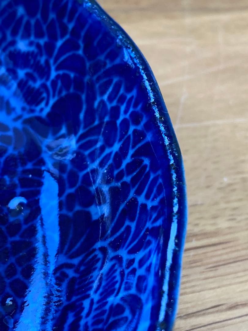 値下！藍古染付 古伊万里 松竹梅 タコ唐草紋　6枚セット　13.5cm なます皿