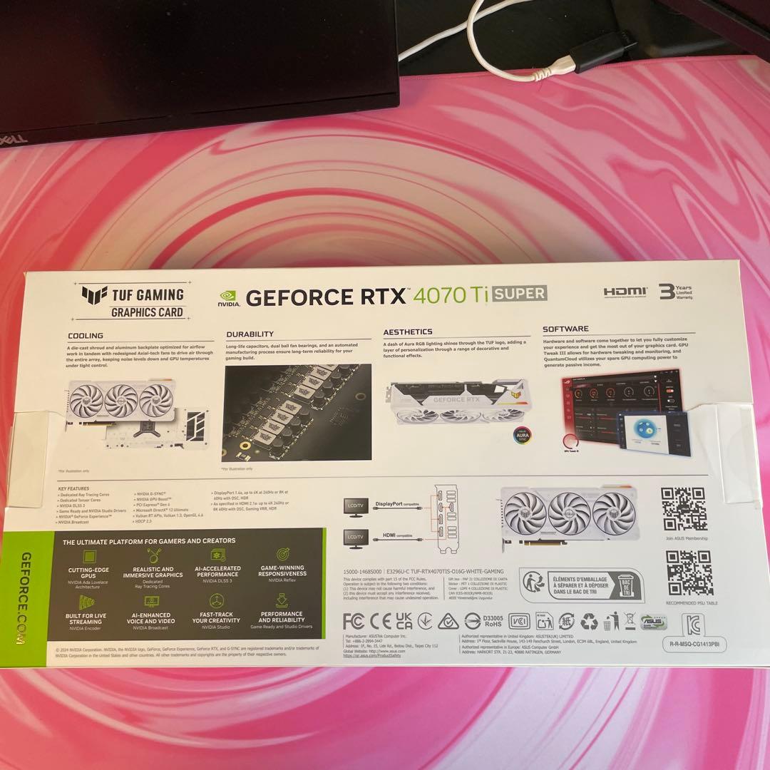 グラフィックボード・グラボ・ビデオカード ASUS TUF RTX4070tisuper White