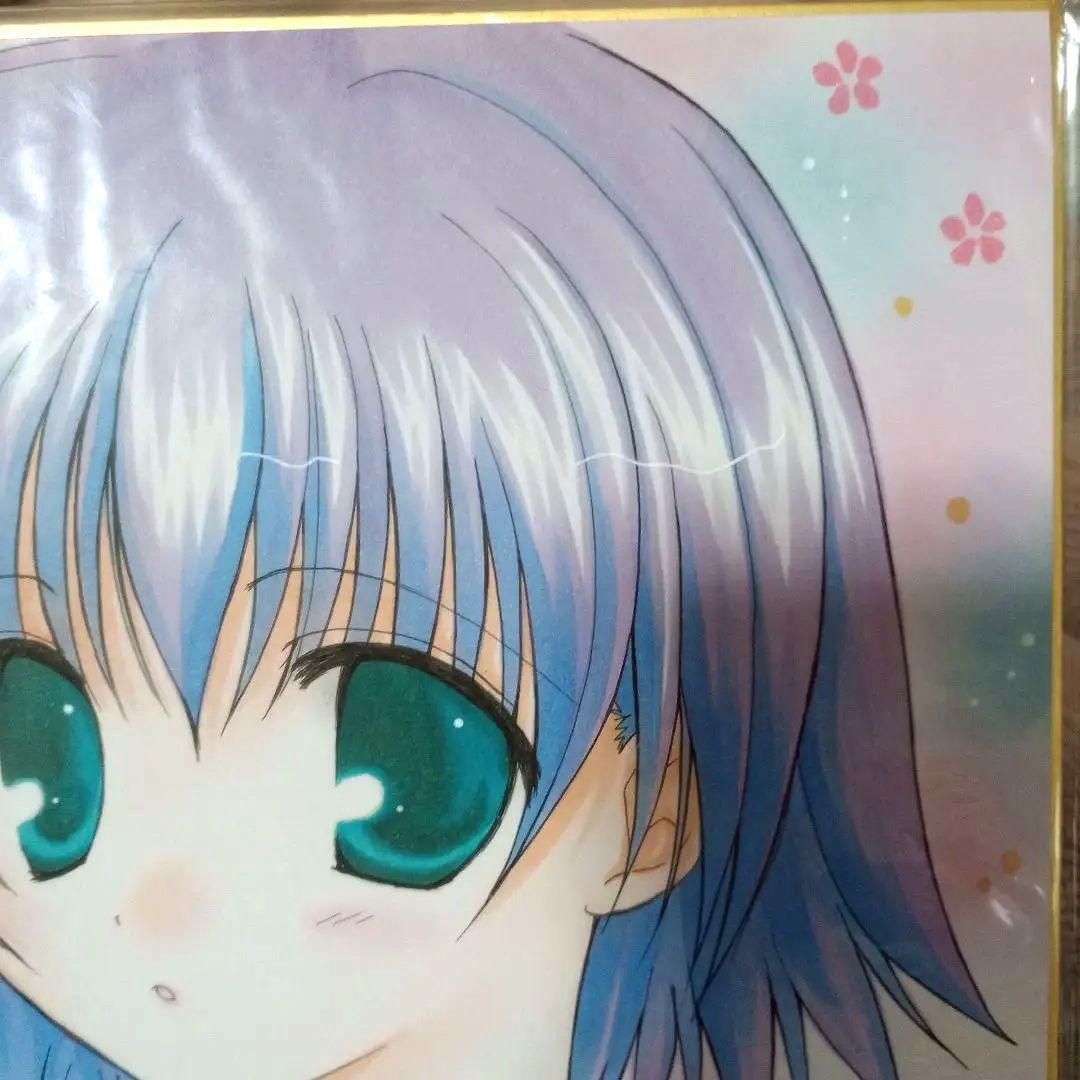 Emu 直筆　イラスト 高校生　美少女 水色髪　直筆サイン入り　イラスト色紙