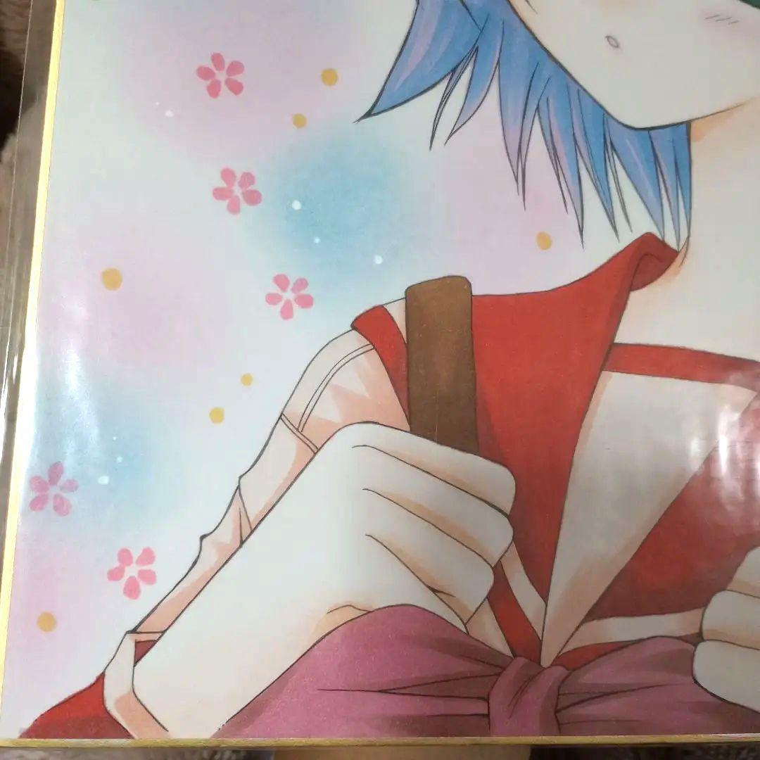 Emu 直筆　イラスト 高校生　美少女 水色髪　直筆サイン入り　イラスト色紙