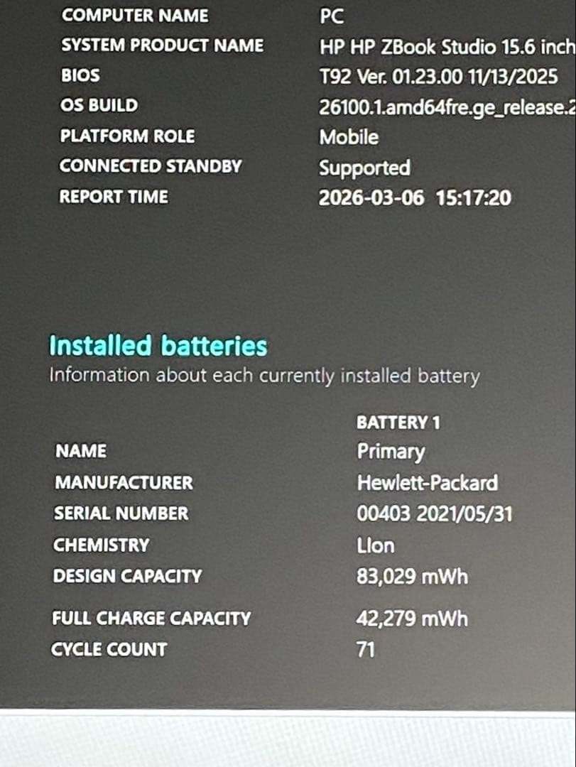 Windowsノート本体 HP ZBook Studio 15.6 G8 i7 RTX A4000 8GB