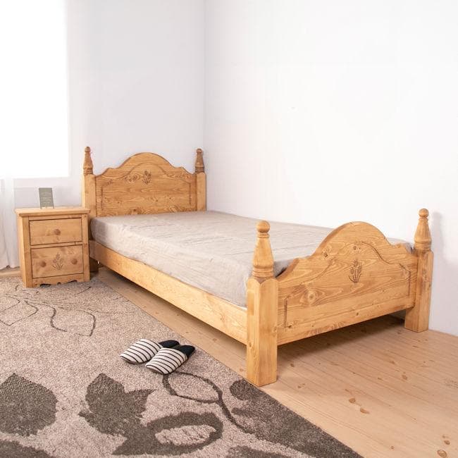 北欧風カントリー調パイン無垢材すのこベッド ダブル ベッドフレーム（176）
