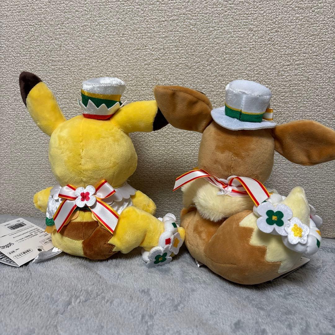 ポケパーク　カントー限定　ぬいぐるみとキーホルダー ピカチュウ+イーブイ　4点