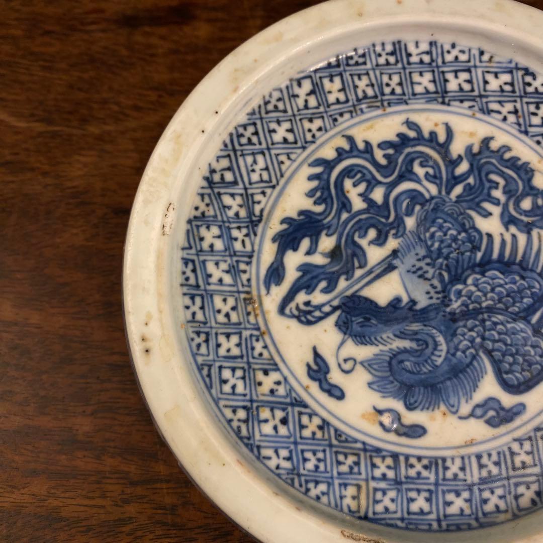 染付鳳凰文盤　中国古美術