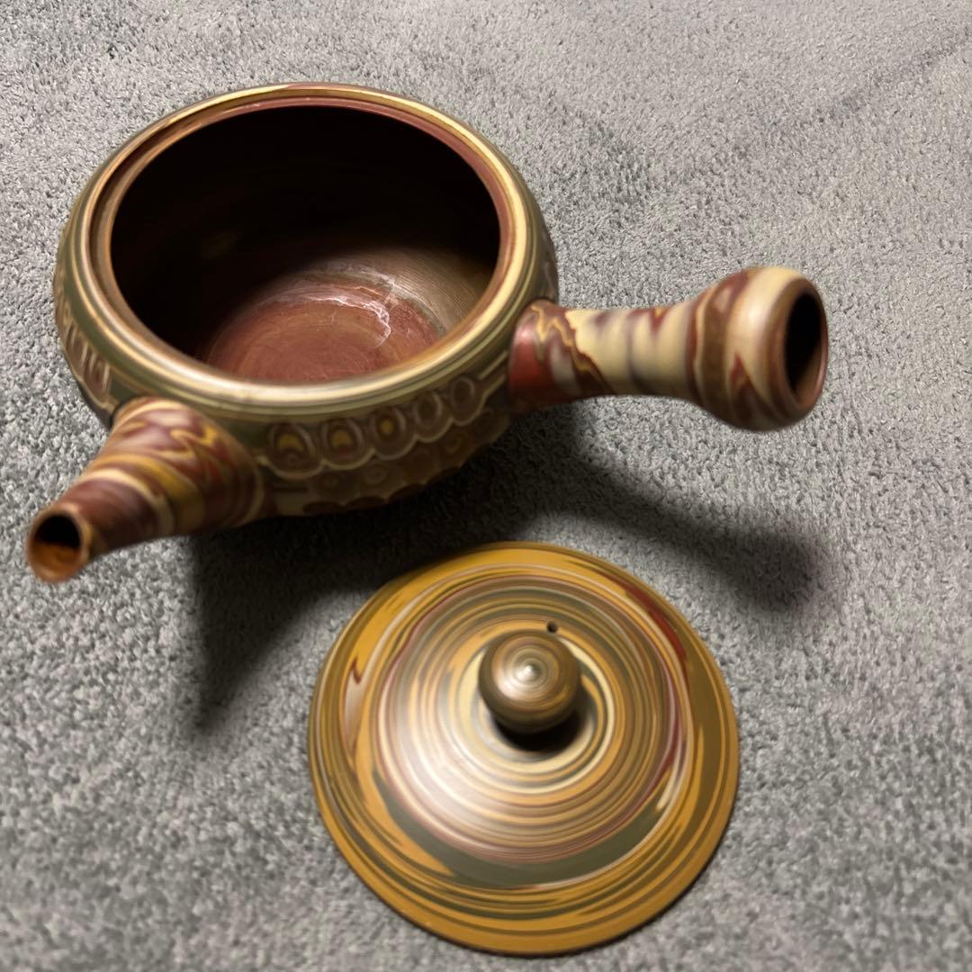 常滑焼　練込網目カット文急須　2個セット　小西友仙作