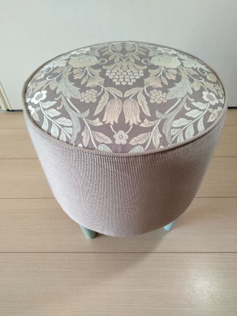 【張替未使用品】昭和レトロ花柄円形スツール・モリスコレクション