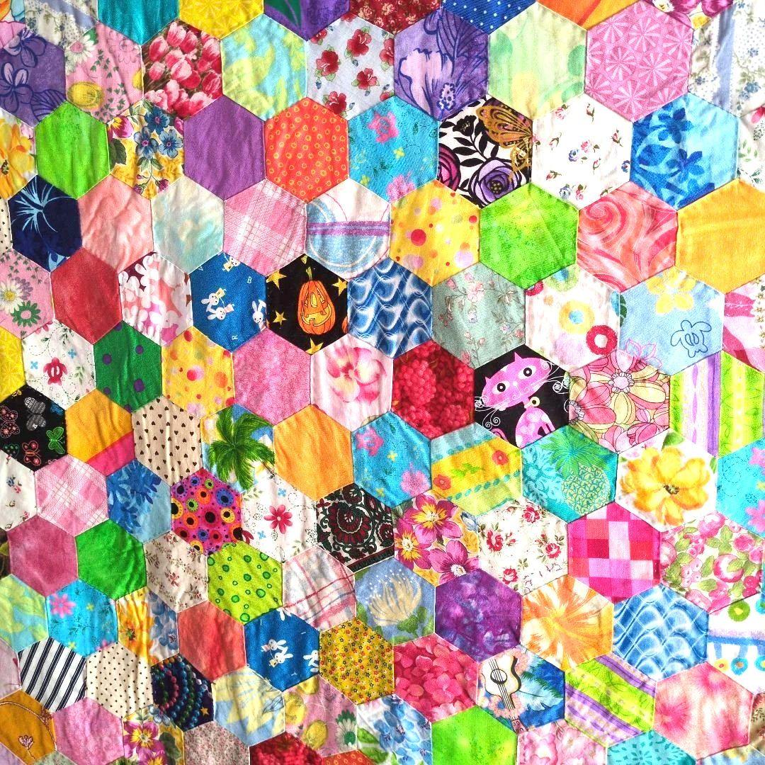 パッチワークキルト ベッドカバー ハンドメイド