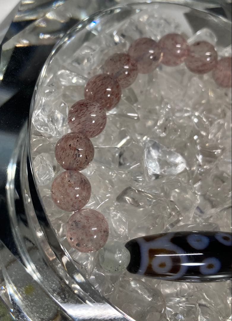 天然石　天珠　十八眼天珠　ピンクエピドート　ブレスレット