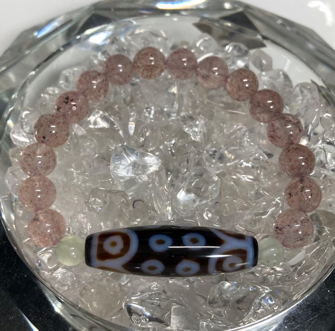 天然石　天珠　十八眼天珠　ピンクエピドート　ブレスレット
