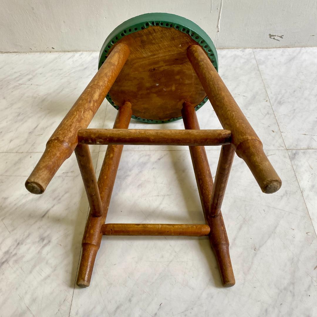 レトロ 木製スツール 丸椅子 スツール ビニールレザー張り