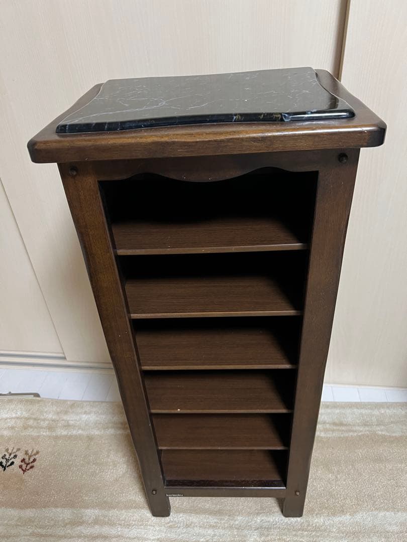 カリモク大理石 天板 トップ 花台 電話台 木製 家具アンティークスリッパラック