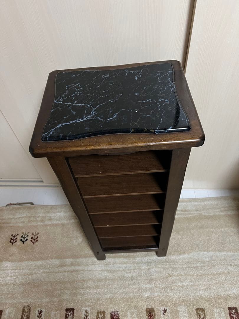 カリモク大理石 天板 トップ 花台 電話台 木製 家具アンティークスリッパラック