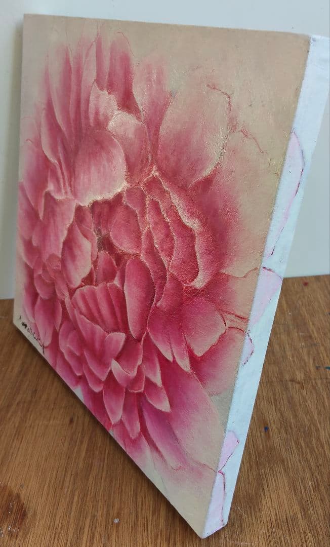 油絵　壮麗（牡丹)洋画家 池畠史幸 新作,筆画