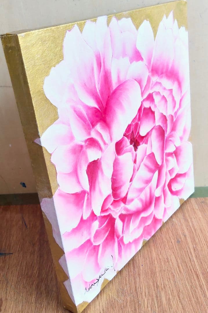 油絵　壮麗（牡丹)洋画家 池畠史幸 新作,筆画