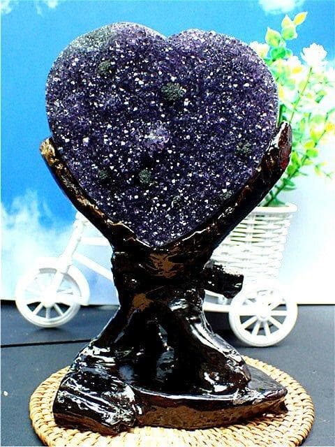 AAA級家庭円満◆天然ハート型アメジスト原石YT2G3/497G36C